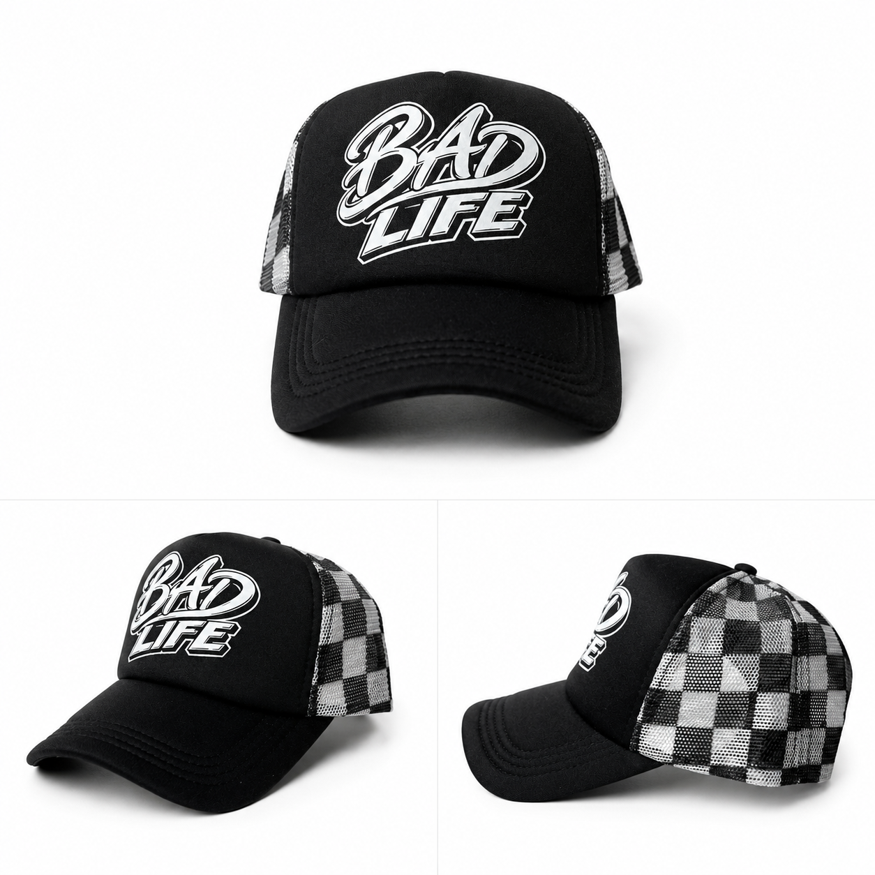 Black and white checker Foam hat